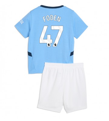 Manchester City Phil Foden #47 Hemmakläder Barn 2024-25 Kortärmad (+ Korta byxor)